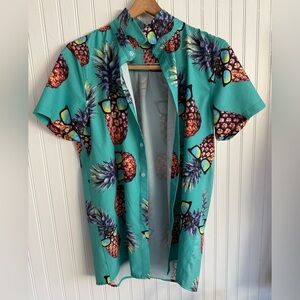 Kids Tropical Polo Size XL Pineapple with sunglasses  - Green